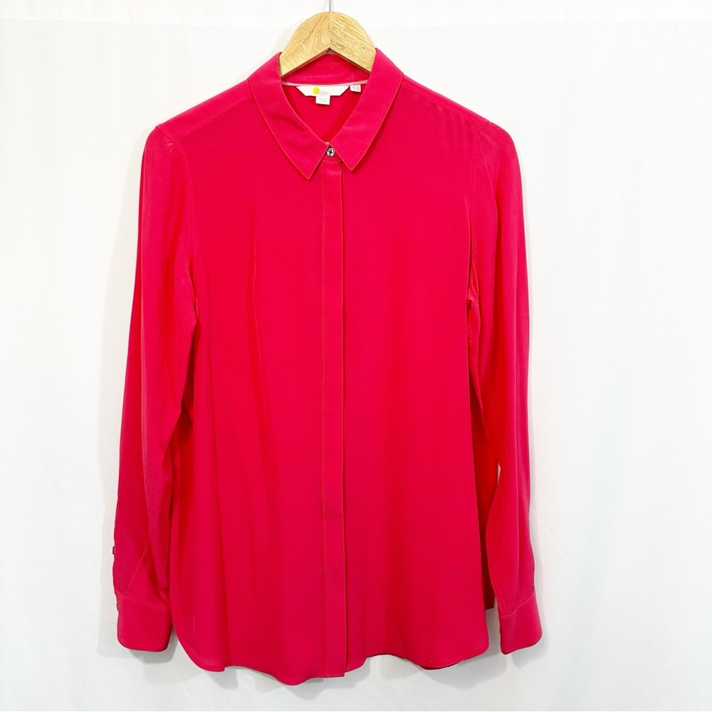 Boden The Silk Shirt Button Down 100% Silk Long Sleeve Collared Shirt